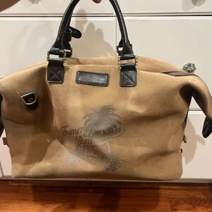 Tommy Bahama Canvas Duffle Bag Weekender Brown Large L Travel Carry On Luggage